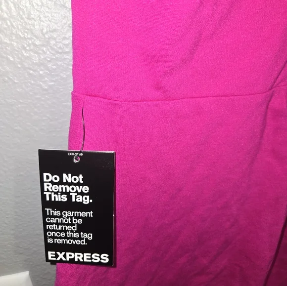 Express Bodycon Cocktail Fuchsia Pink Midi Dress Size 12 - Picture 6 of 12